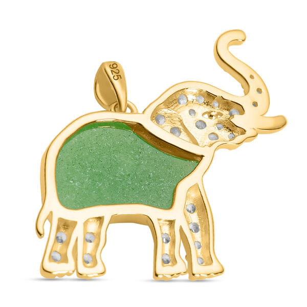 Grüne Jade, Weißer Zirkon Anhänger 925 Silber vergoldet ca. 5.12 ct image number 5