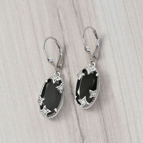 D'Joy Elite Shungit, Weißer Zirkon Ohrringe 925 Silber platiniert ca. 5.19 ct image number 1