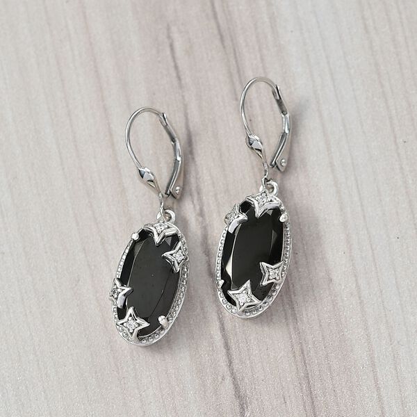 D'Joy Elite Shungit, Weißer Zirkon Ohrringe 925 Silber platiniert ca. 5.19 ct image number 2