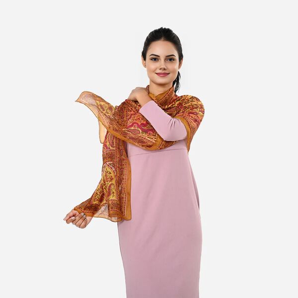 LA MAREY Seidenschal 100% Seide 50 x 170 cm Gelb image number 1