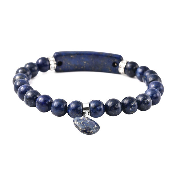 Lapislazuli und Kristall Armband 18 cm in Edelstahl ca. 101,50 ct