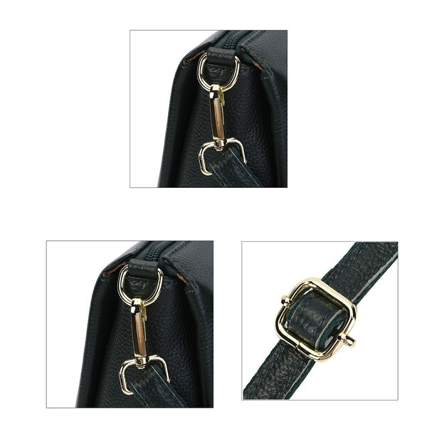 Sencillez Crossbody Tasche aus echtem Leder,  Größe 28x9x17 cm, Dunkelgrün image number 4