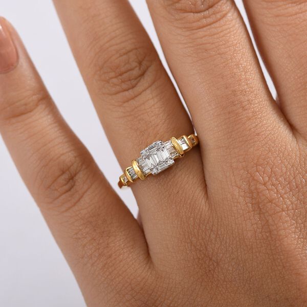 LUXURIANT SGL zertifizierter SI-GH Labor Diamant Ring, 925 Silber 750 Gelbgold Vermeil - 0,50 ct. image number 3