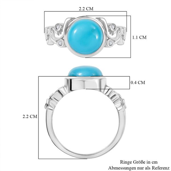 D joy Sleeping Beauty T&uuml;rkis, Moissanit Ring 925 Silber rhodiniert (Gr&ouml;&szlig;e 21.00) ca. 2.70 ct image number 7