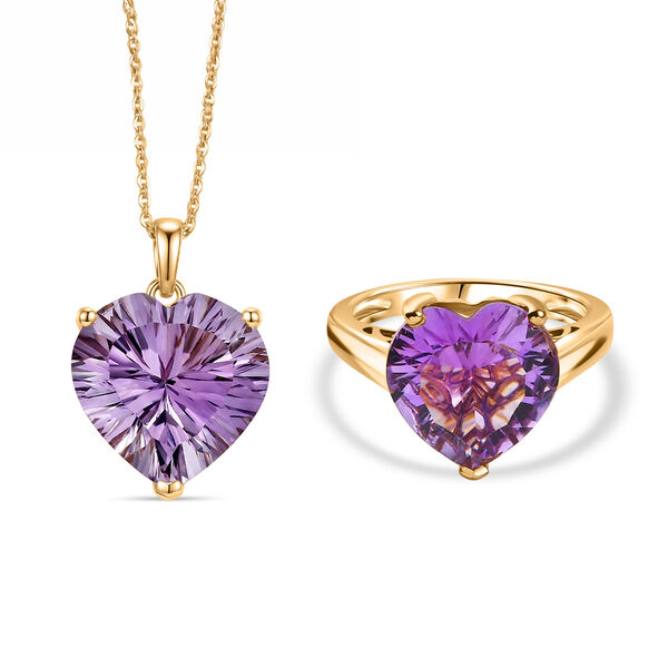 D'Joy AA Rose De France Amethyst Ring und Anh&auml;nger mit 50cm Kette
