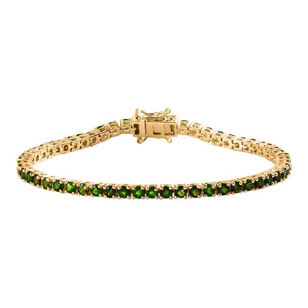 Natürlicher Chromdiopsid Armband ca. 20 cm 925 Silber vergoldet ca. 7.66 ct image number 0