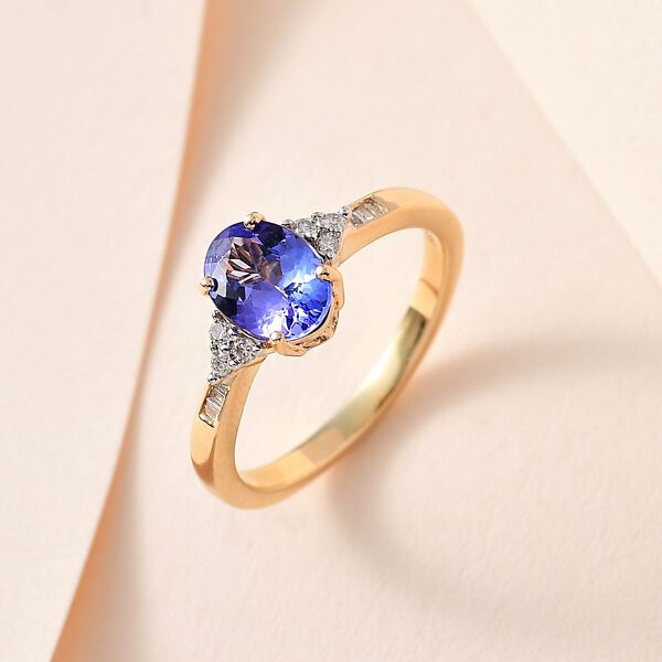 AA Tansanit und Diamant Ring in 585 Gelbgold - 1,48 ct. image number 9