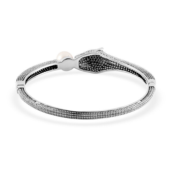 Weißer Süßwasserperlen- und schwarzer Spinell-Armreif, ca. 19 cm, ca. 6,81 ct image number 5
