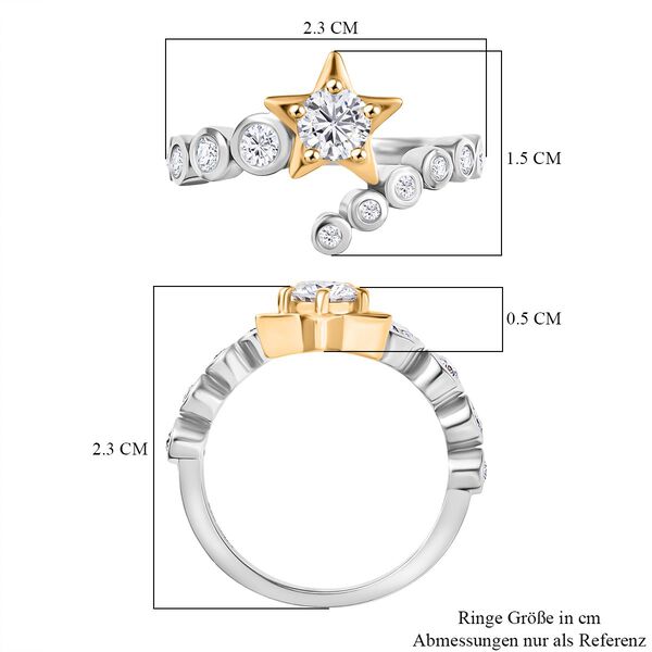 D joy Moissanit Ring 925 Silber platiniert und vergoldet (Größe 19.00) ca. 0,79 ct image number 6