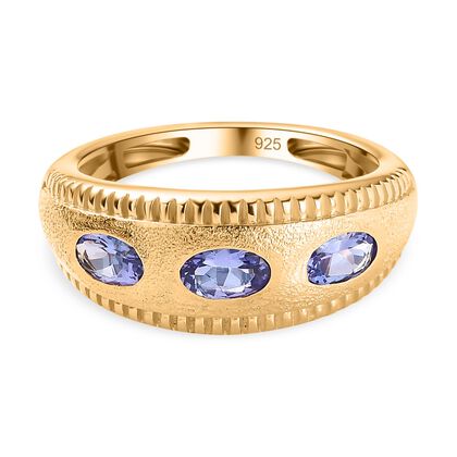 AA Tansanit Ring, 925 Silber Gelbgold Vermeil, (Gr&ouml;&szlig;e 16.00) ca. 0.65 ct