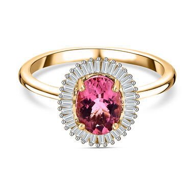 AAA rosa Calabar Turmalin und Diamant Ring - 1,39 ct.
