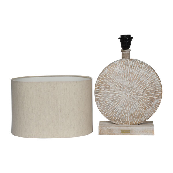 NAKKASHI - Handgeschnitzte Tischleuchte aus Mangoholz, inkl. Lampenschirm, Natur image number 4