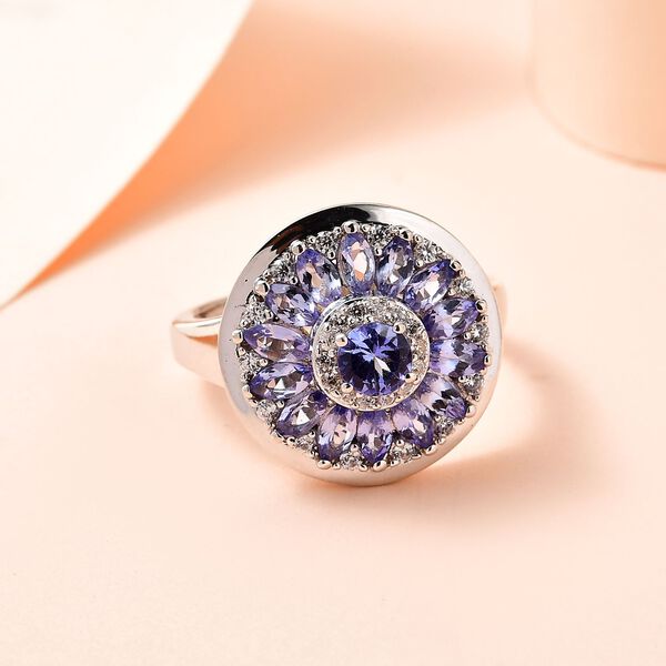Tansanit und Zirkon Cocktail Ring - 1,76 ct. image number 2