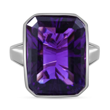 Afrikanischer Amethyst Ring, 925 Silber rhodiniert, (Gr&ouml;&szlig;e 17.00), ca. 15.76 ct