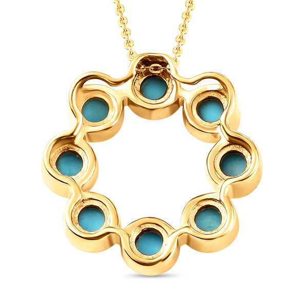 Amerikanischer, nat&uuml;rlicher Sleeping Beauty T&uuml;rkis Kreis des Lebens Anh&auml;nger mit Kette in Silber, 2,18 ct. image number 5