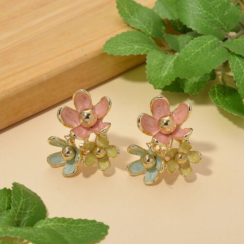 Emaille-Ohrringe im Blüten-Design mit pastellfarbenen Blütenblättern image number 1