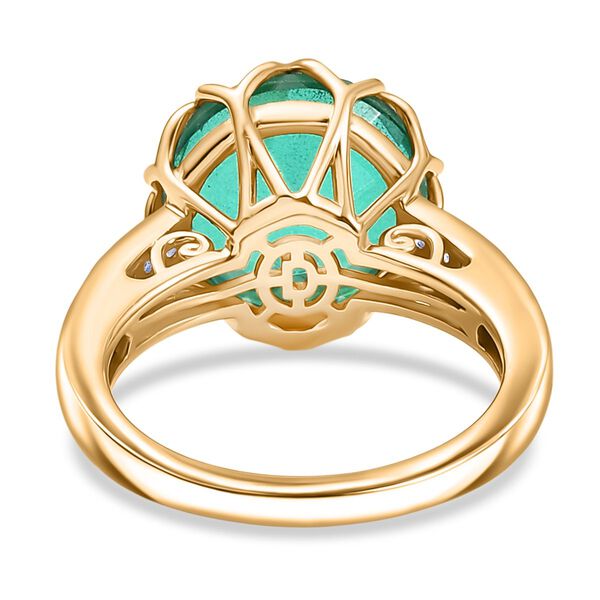 D joy Pfau Quarz Triplette, Wei&szlig;er Zirkon Ring 925 Silber 750 Gelb Vergoldet (Gr&ouml;&szlig;e 18.00) ca. 7.51 ct image number 5