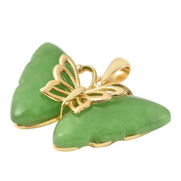 Gr&uuml;ner Jadeanh&auml;nger, 925 Silber Gelbgold vergoldet ca. 14.50 ct image number 3