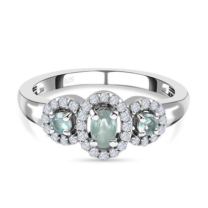 Alexandrit Ring, 925 Silber platiniert (Gr&ouml;&szlig;e 20.00) ca. 0.70 ct