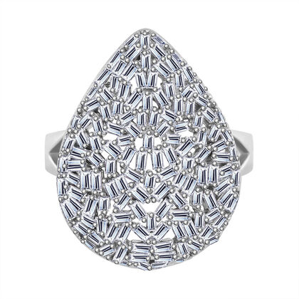 LUSTRO STELLA - Wei&szlig;er Zirkonia Ring 925 Silber rhodiniert (Gr&ouml;&szlig;e 17.00) ca. 3.58 ct