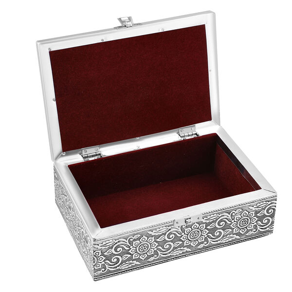 2er-Set – Oxidierte 20x13,5x7cm Aluminium-Schmuckbox und 16x9,5x3,8cm Perlen-Box, Eulen-Prägung, Silber und Multi image number 6