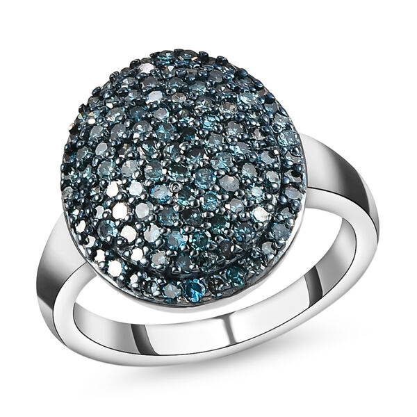 Blauer Diamant-Ring, 925 Silber platiniert  ca. 1,00 ct image number 4