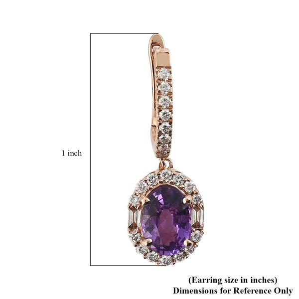 ILIANA AAA lila Saphir und SI G-H Diamant-Ohrh&auml;nger - 2,35 ct. image number 3