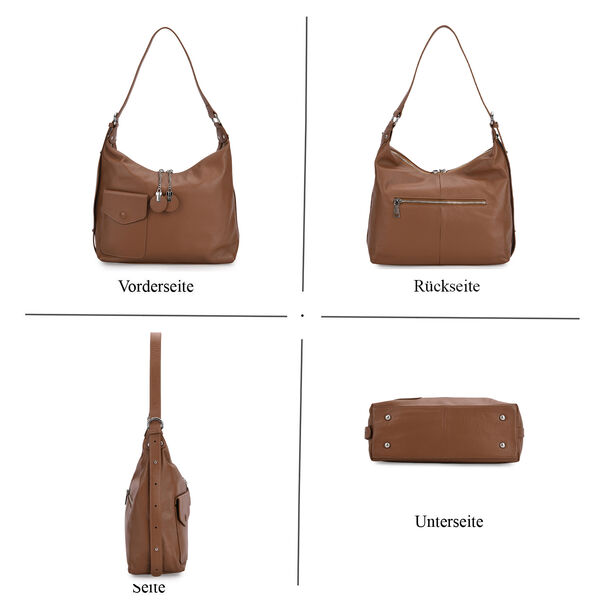 Crossbody Tasche aus echtem Leder, 29,5×12×26 cm, Braun image number 3