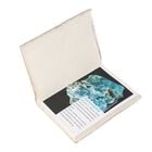 3er Set - Notizbuch mit Einband aus 100% echtem Leder, Kugelschreiber und Schlüsselanhänger gefüllt mit echtem Grandidierit image number 4