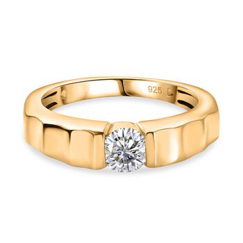 EF Moissanit Ringe 925 Silber Gelbgold Vermeil (Gr&ouml;&szlig;e 17.00) ca. 0,43 ct