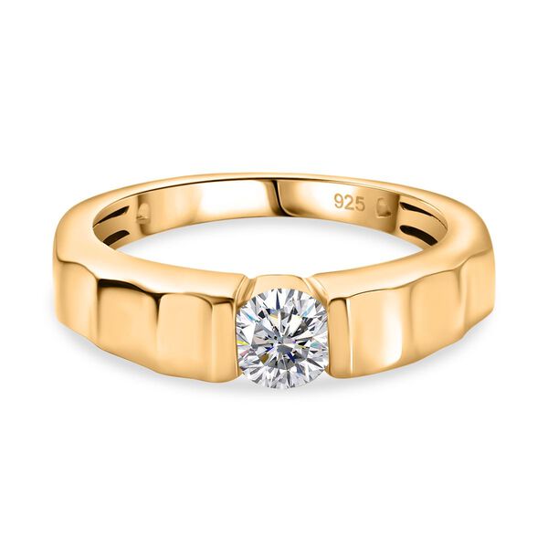 Moissanit Ring, 925 Silber Ros&eacute;gold Vermeil, ca. 0.43 ct