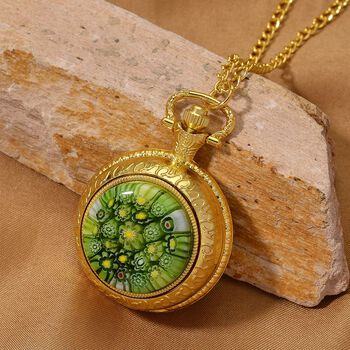 EXKLUSIVES ANGEBOT STRADA SPINNING Uhr Gr&uuml;nes Murano-Stil Glas mit Japanisches Uhrwerk 91.4 cm