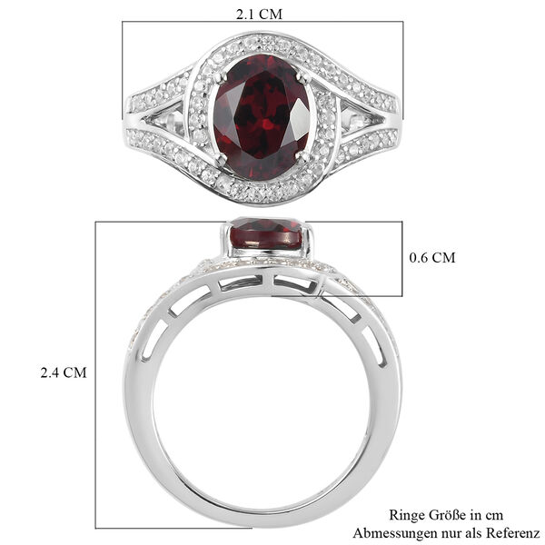 Rhodolith Granat und Zirkon Ring 925 Silber platiniert  ca. 3,06 ct image number 5