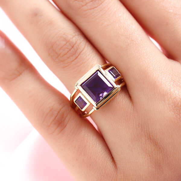 Lusaka Amethyst-Ring, 925 Silber vergoldet  ca. 3,92 ct image number 3