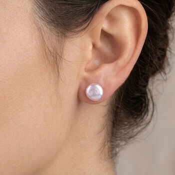 Wei&szlig;e Keshi Perle M&uuml;nz Ohrstecker