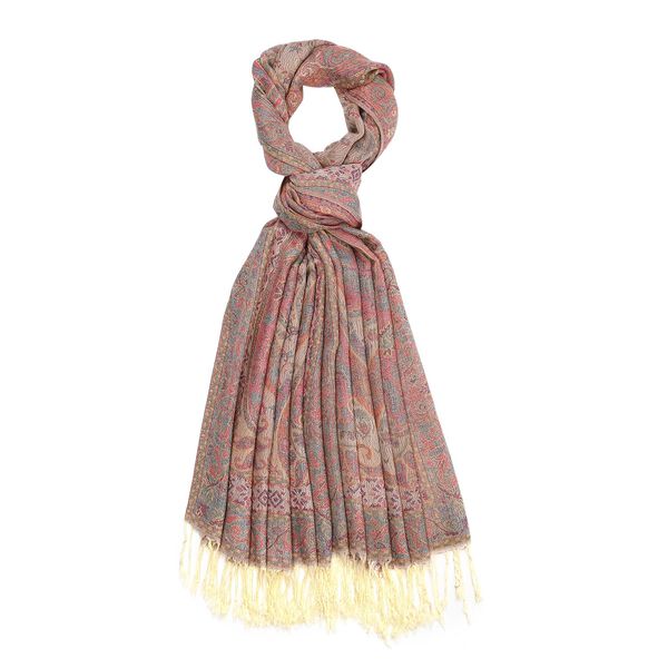 Jacquard Paisley-Schal mit Fransen, 170cm x 75cm, Rosa Bl&uuml;ten image number 5