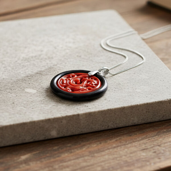 Burmesischer Rote Jadeit Jade Schmuckset ca. 45 cm 925 Silber Rhodiniert ca. 23.00 ct image number 2