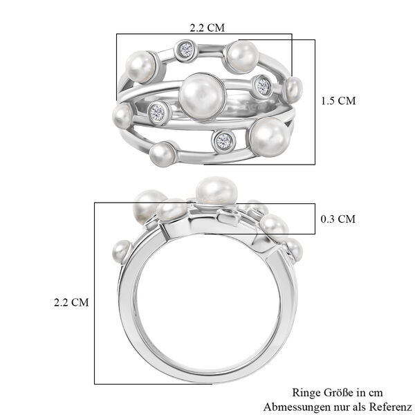 EVER TRUE Süßwasser Perle (5-5.5 mm) Ring Nickelfreies Messing (Größe 18.00), Silberfarben image number 6