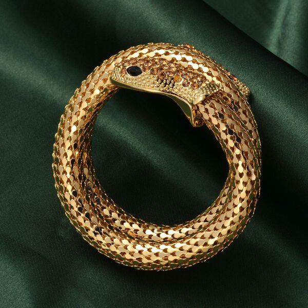 Kristall Schlange gewundenes Armband in Goldton - 1,70 ct. image number 2