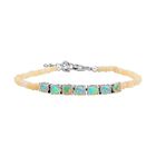 Natürlicher, äthiopischer Welo Opal Armband ca. 18 cm + 3.5 cm Extender 925 Silber platiniert ca. 5.91 ct