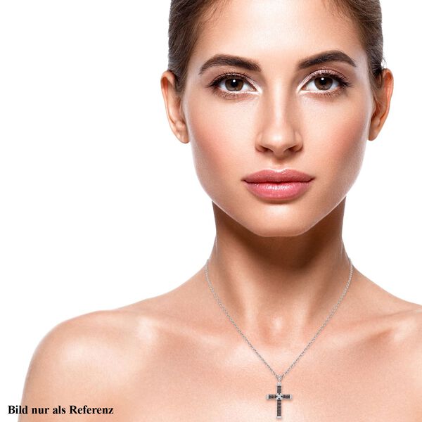 Roter Granat Kreuzanh&auml;nger mit Kette, 925 Silber rhodiniert ca. 0,51 ct image number 3