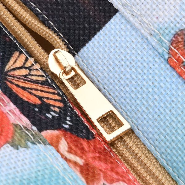 Frida Kahlo und Schmetterling Design Set, Shopper und Handy Umhängetasche, 40 x 12 x 35 cm, Blau image number 10