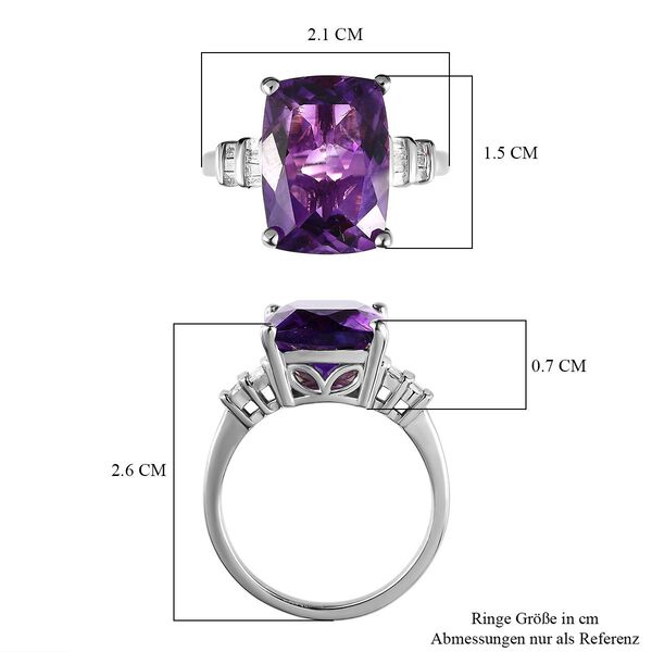Nat&uuml;rlicher, marokkanischer Amethyst und Diamant-Ring - 7,08 ct. image number 7