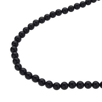 3er Schmuckset, schwarzer Glasachat, Edelstahl, ca 323,30 ct