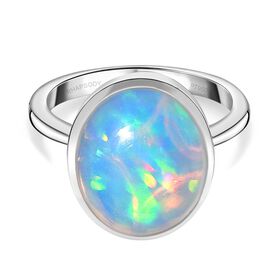 AAAA Natürlicher, äthiopischer Welo Opal Ring in 950 Platin - 5,27 ct.