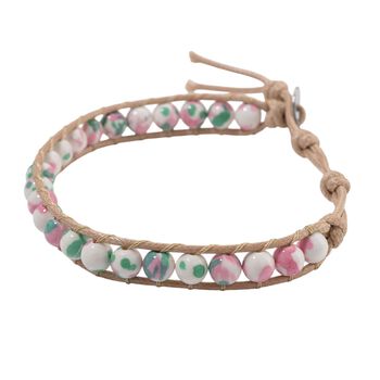 Flexibles mehrfarbiges Regenblumen-Yuhua-Quarzit Armband - 35 ct.