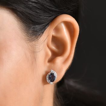 LUXURIANT AAA Labor Alexandrit und SI-GH Labor Diamant Ohrringe in 417 Wei&szlig;gold - 3,94 ct.