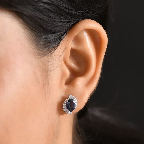 LUXURIANT AAA Labor Alexandrit und SI-GH Labor Diamant Ohrringe in 417 Wei&szlig;gold - 3,94 ct. image number 2