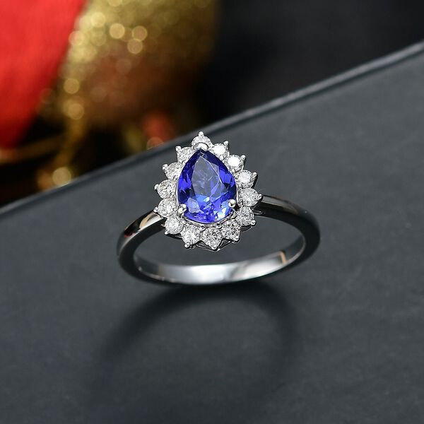 LUXURIANT AAA Tansanit und Labor Diamant Ring 417 Wei&szlig;gold - 1,50 ct. image number 1