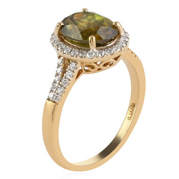 ILIANA AAA Sphen und Diamant-Ring, SI G-H, 750 Gelbgold  ca. 3,65 ct